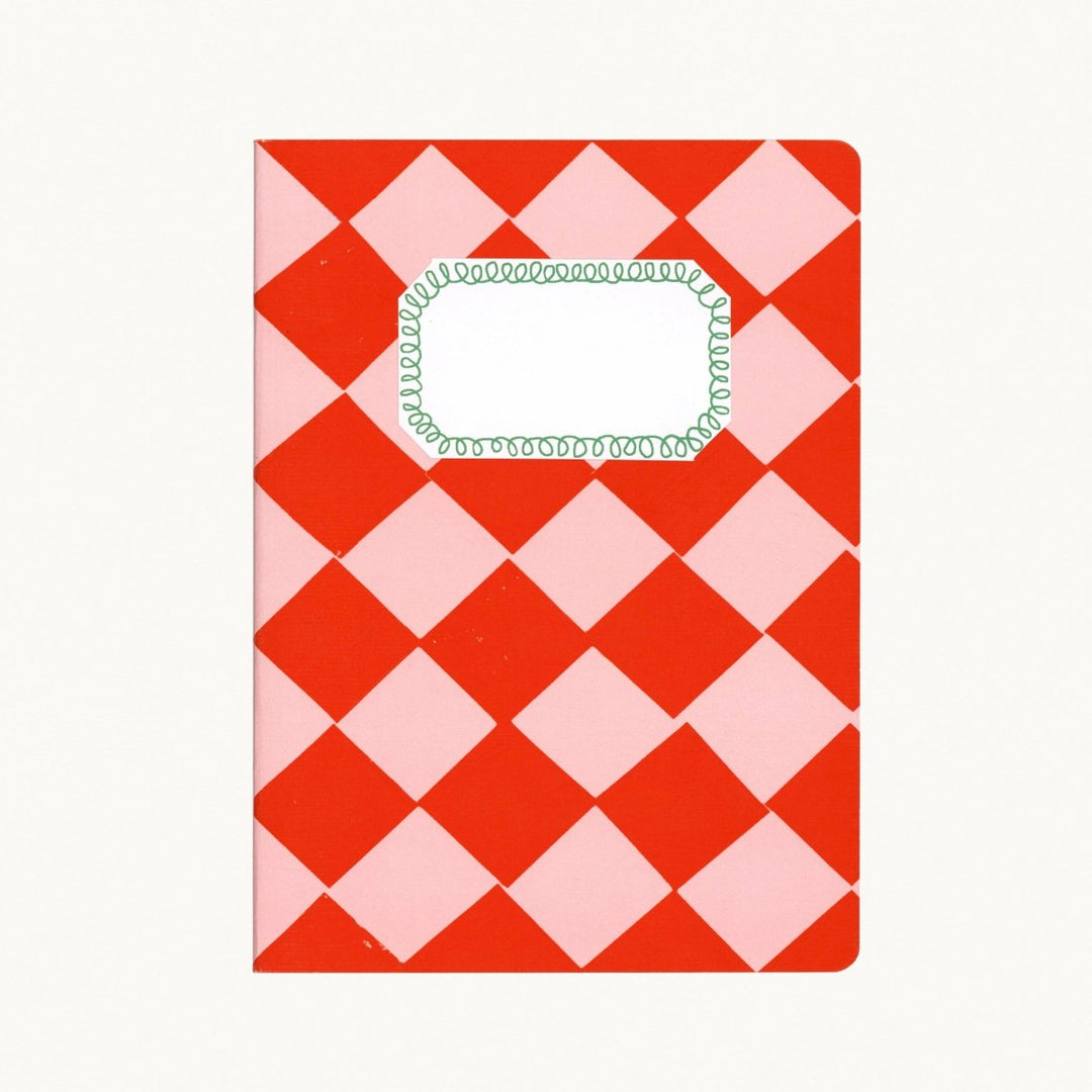 A5 Red and Pink Chequered Sketch/Notebook - Black & Beech