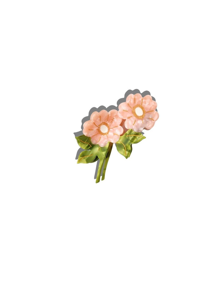 Hand-painted Wild Roses Claw Hair Clip - Black &amp; Beech
