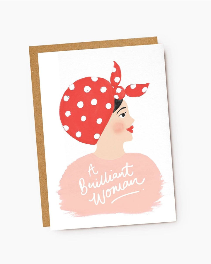 A Brilliant Woman Retro Illustrated Woman Card - Black &amp; Beech