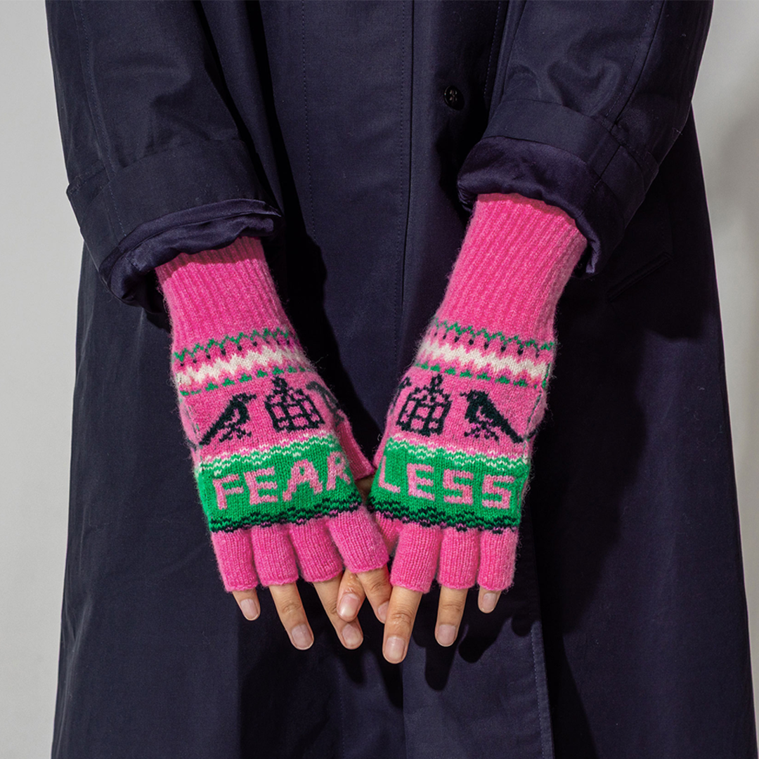 Fearless Fingerless Mittens in Bubblegum