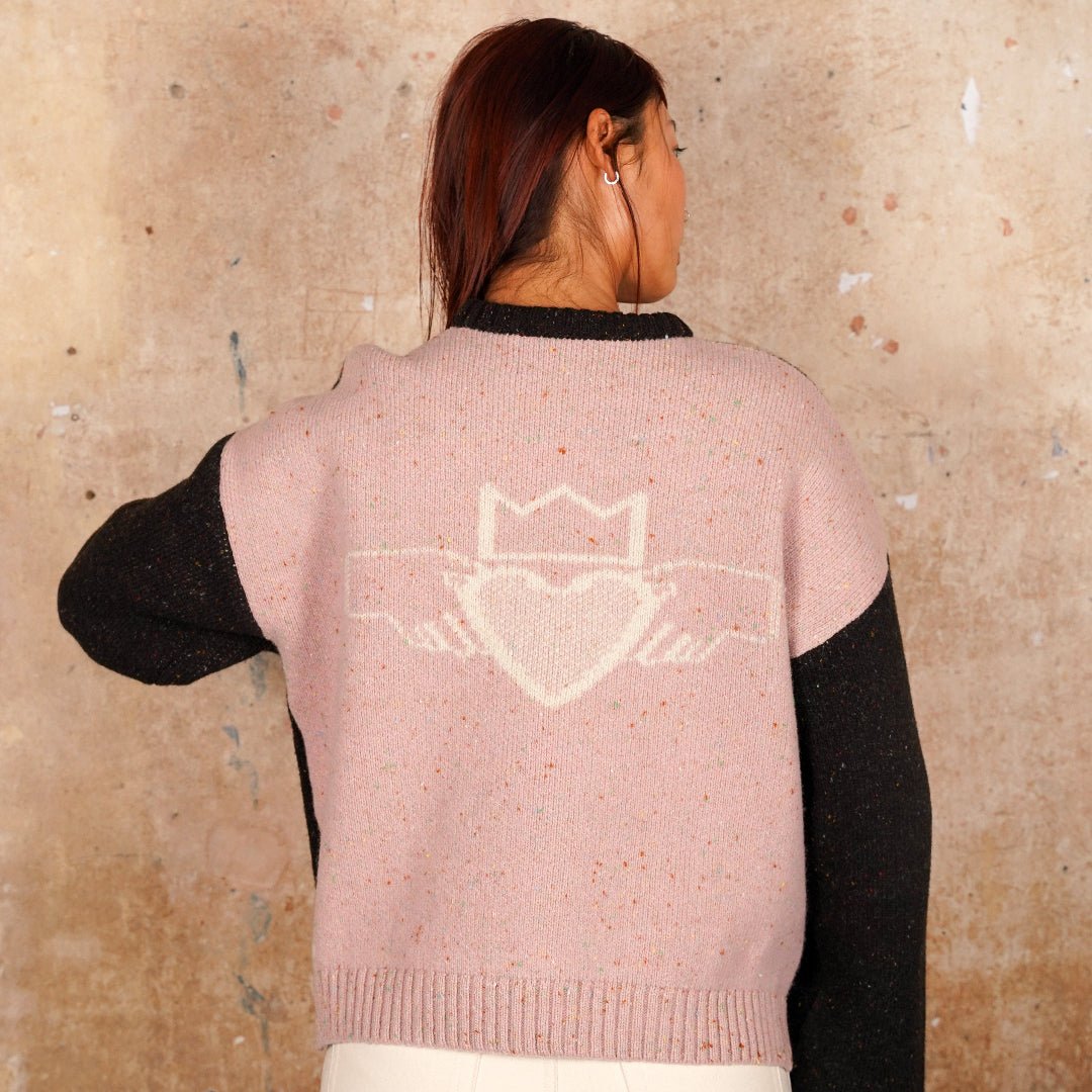 Saoirse Jumper in Peat &amp; Dogrose - Black &amp; BeechXS
