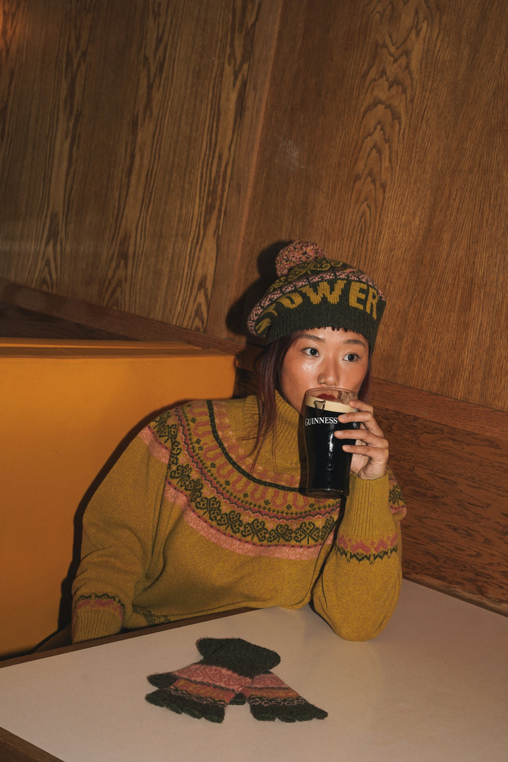 Fairisle Fiadh Funnel Neck Jumper in Gorse