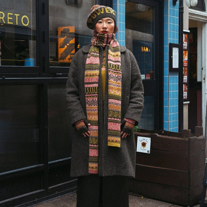 Pre-Order - Fairisle Fiadh Scarf in Kelp - Black &amp; Beech