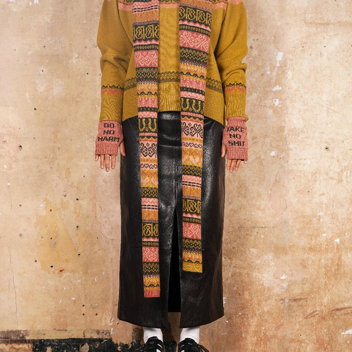 Pre-Order - Fairisle Fiadh Scarf in Kelp - Black &amp; Beech