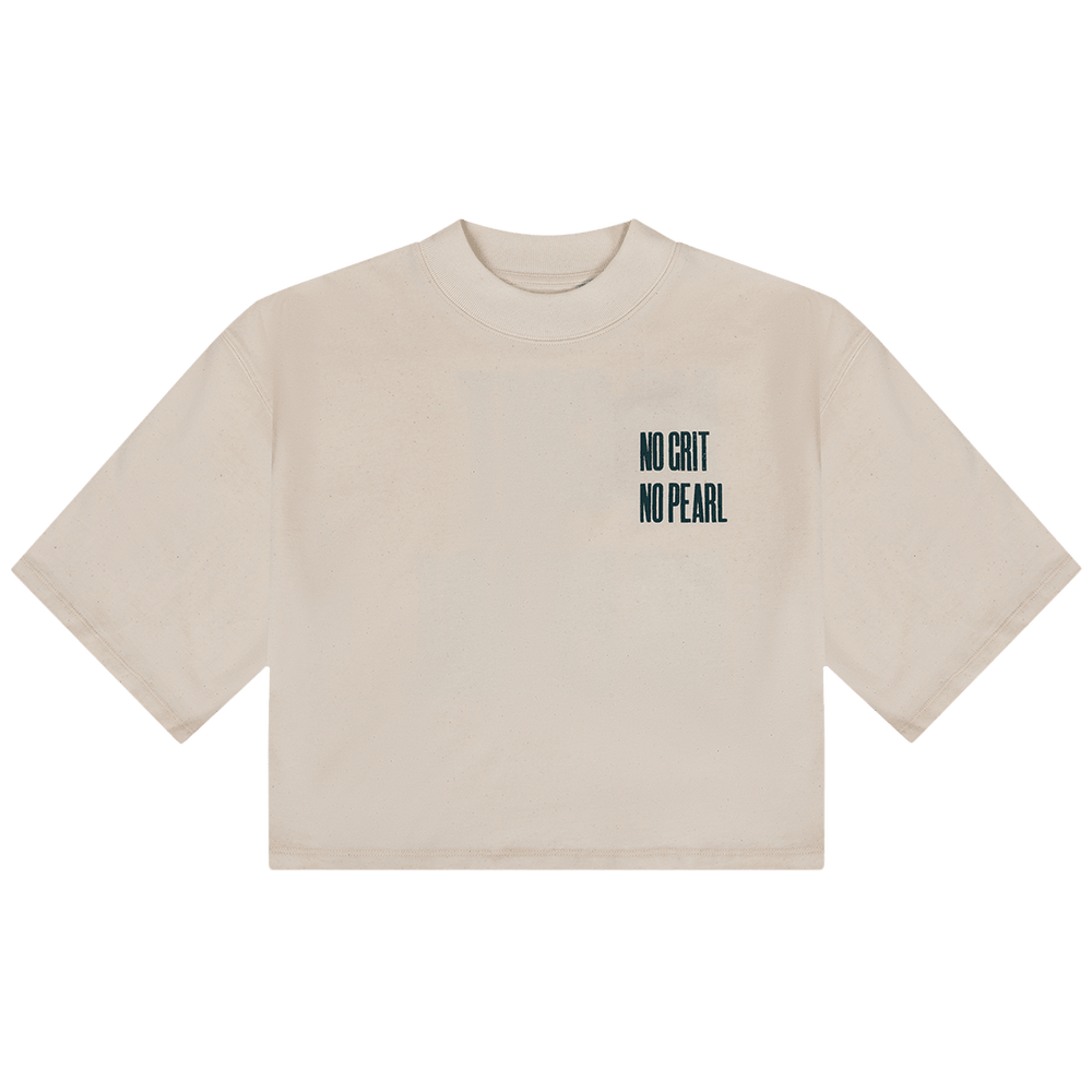 No Grit No Pearl Organic Cotton T-Shirt in Raw Cotton - Black & BeechXS