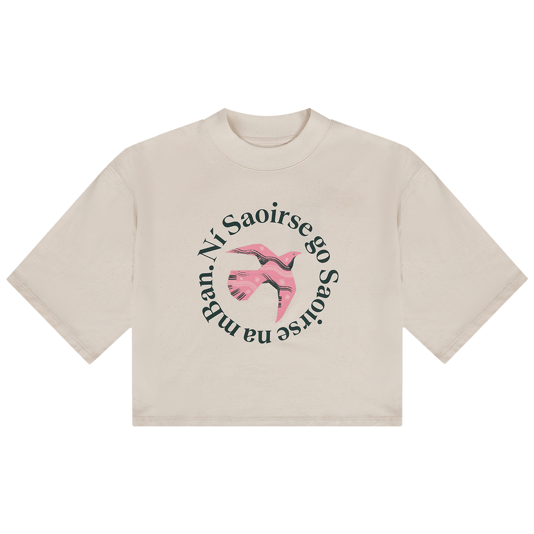 Ní Saoirse go Saoirse na mBan Raw Cotton T Shirt - Black & BeechXS