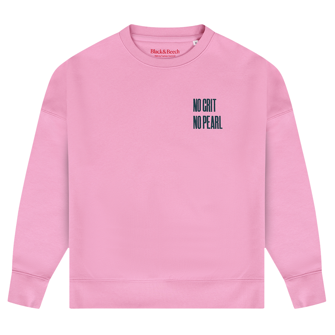 No Grit No Pearl Organic Cotton Sweatshirt in Bubble Pink - Black & BeechS