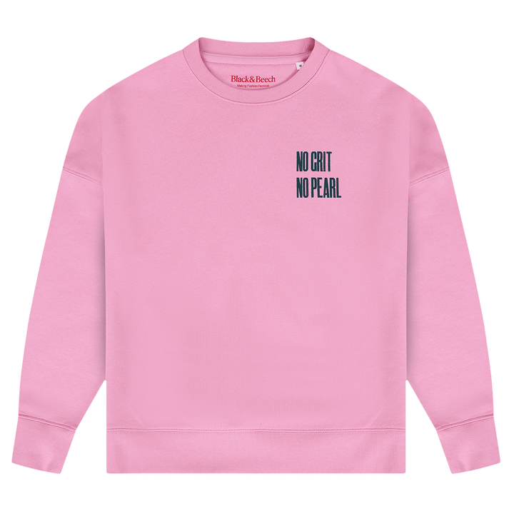 No Grit No Pearl Organic Cotton Sweatshirt in Bubble Pink - Black & BeechS
