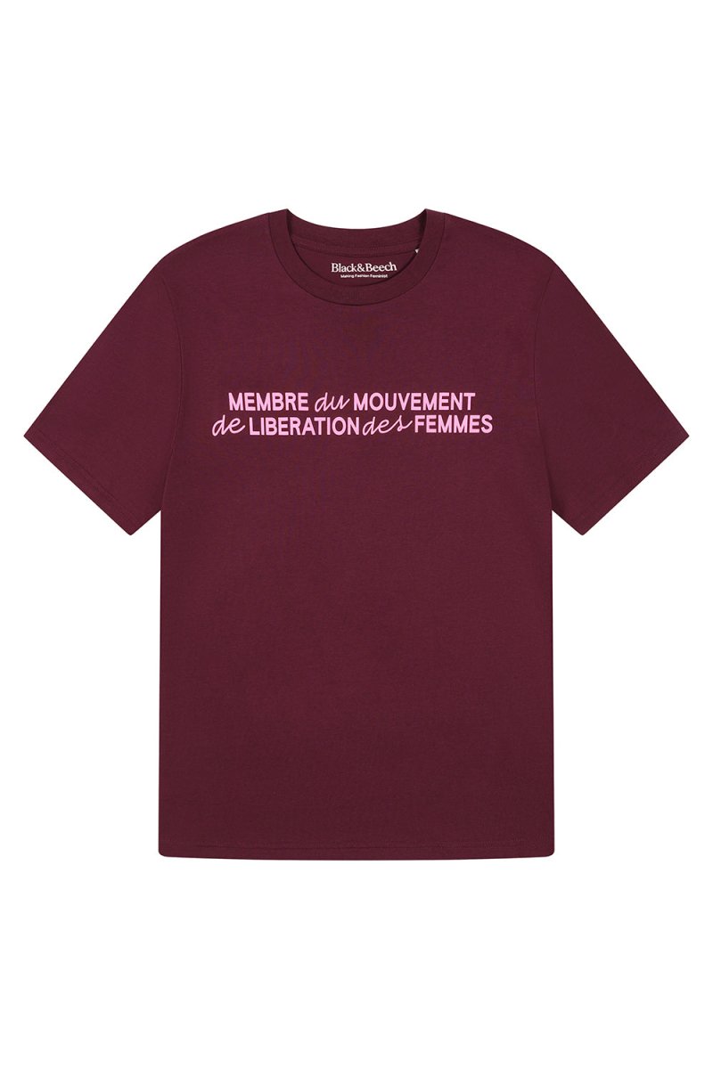 Membre du mouvement de libération des femmes T-Shirt in Deep Plum - Black &amp; BeechXS