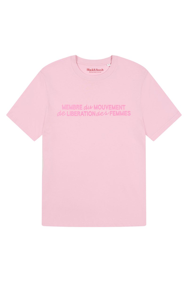 Membre du mouvement de libération des femmes T-Shirt in Cotton Pink - Black &amp; BeechXS