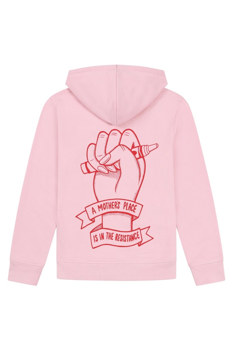 A Mother's Place is in the Resistance Hoodie in Pink - Black & BeechS