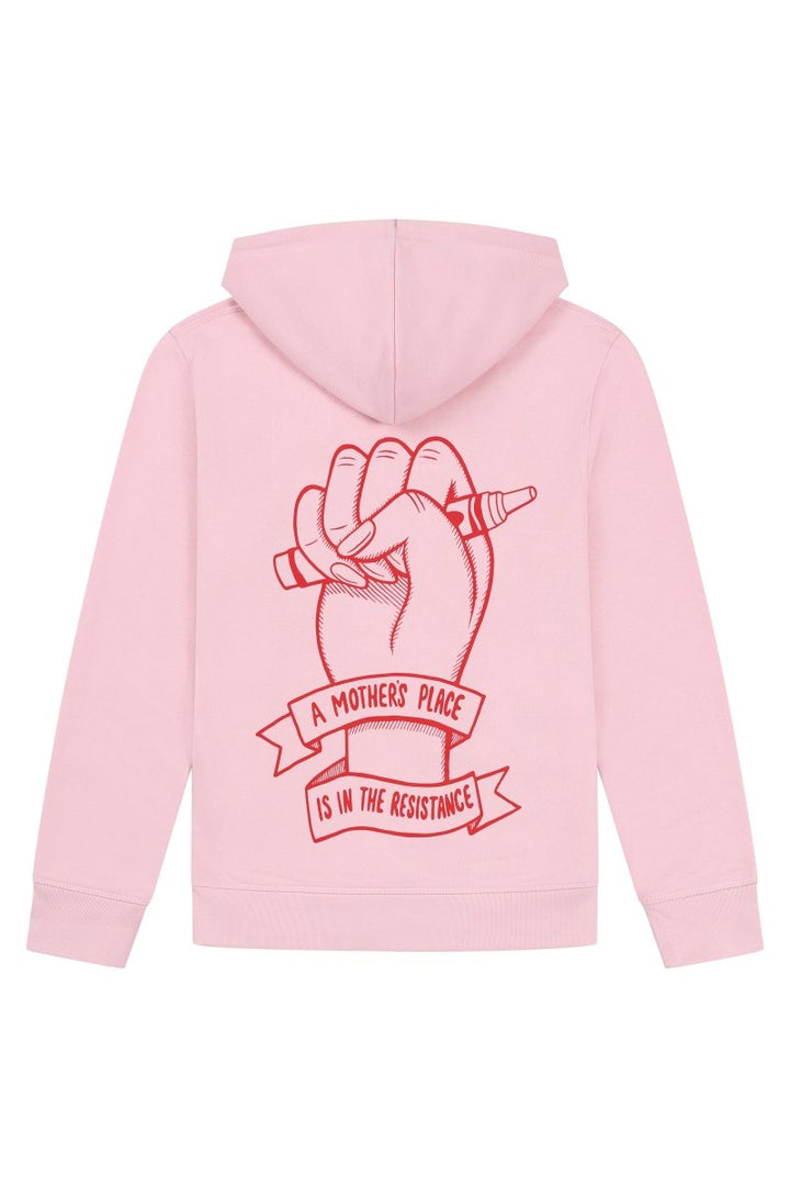 A Mother's Place is in the Resistance Hoodie in Pink - Black & BeechS