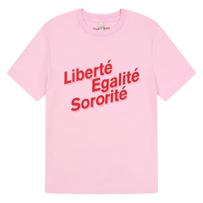 Liberté, Egalité, Sororité® T-Shirt in Stonewash Pink - Black &amp; BeechXS
