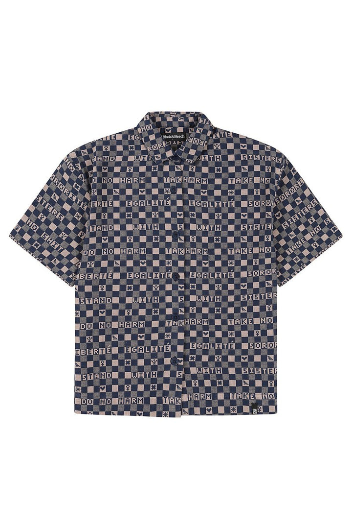 Easy-fit Organic Cotton Summer Shirt in Midnight &amp; Putty - Black &amp; Beech1