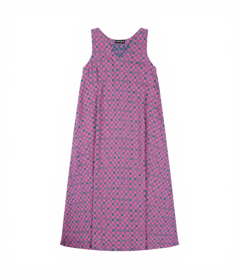 Easy-fit Organic Cotton Summer Dress in Fuchsia & Teal - Black & Beech1