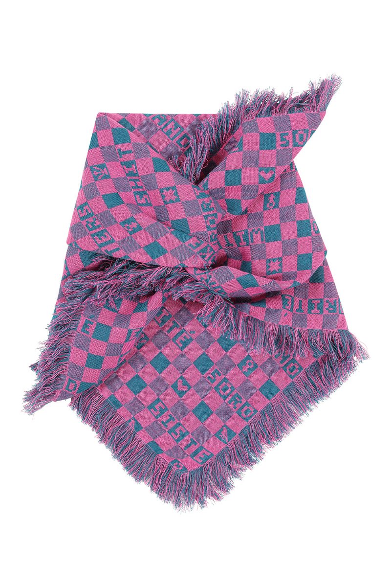 Organic Cotton Scarf in Fuchsia & Teal - Black & Beech