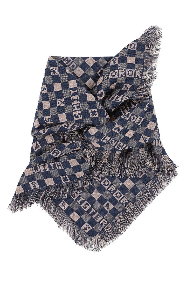 Organic Cotton Scarf in Midnight & Putty - Black & Beech