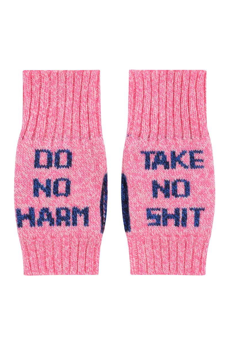 Do No Harm Take No Shit Wrist Warmers in Roísin - Black &amp; Beech