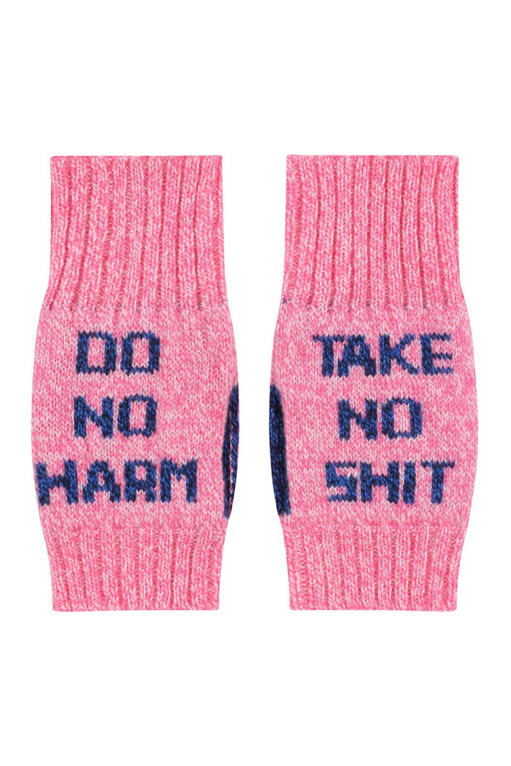 Do No Harm Take No Shit Wrist Warmers in Roísin - Black &amp; Beech
