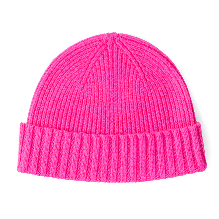 Cashmere Blend Beanie in Fluro Pink