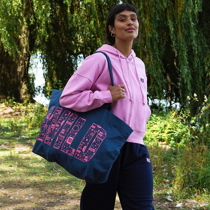 Wild Swim Tote Bag in Teal &amp; Neon Pink