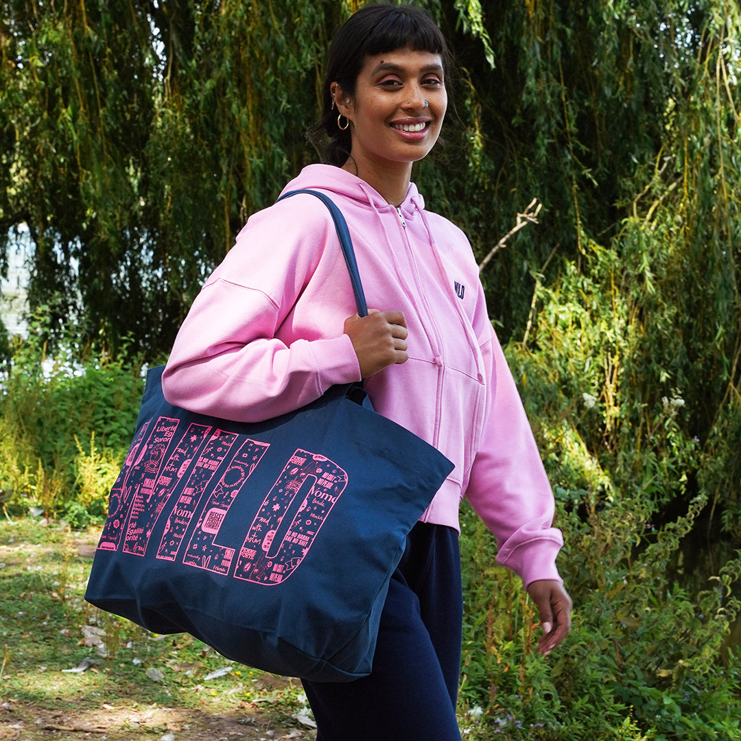 Wild Swim Tote Bag in Teal &amp; Neon Pink