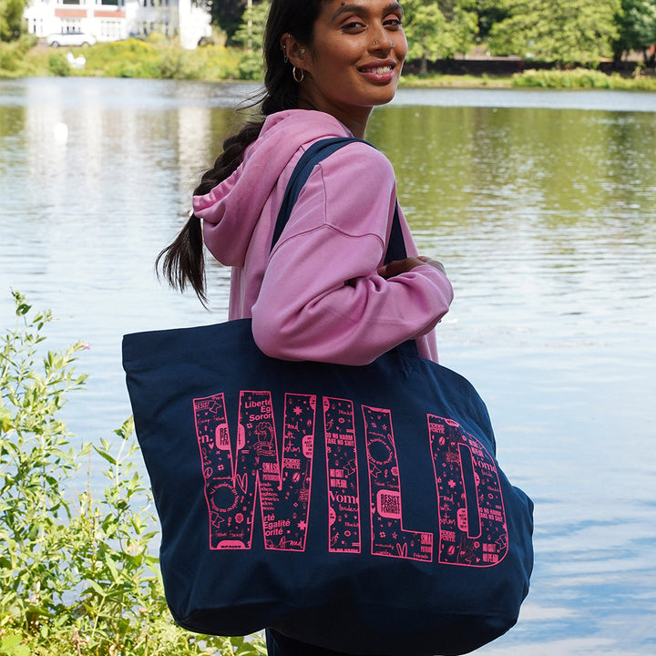 Wild Swim Tote Bag in Teal &amp; Neon Pink