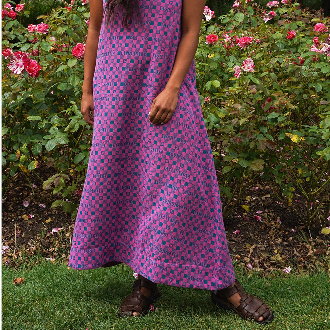 Easy-fit Organic Cotton Summer Dress in Fuchsia &amp; Teal - Black &amp; Beech1