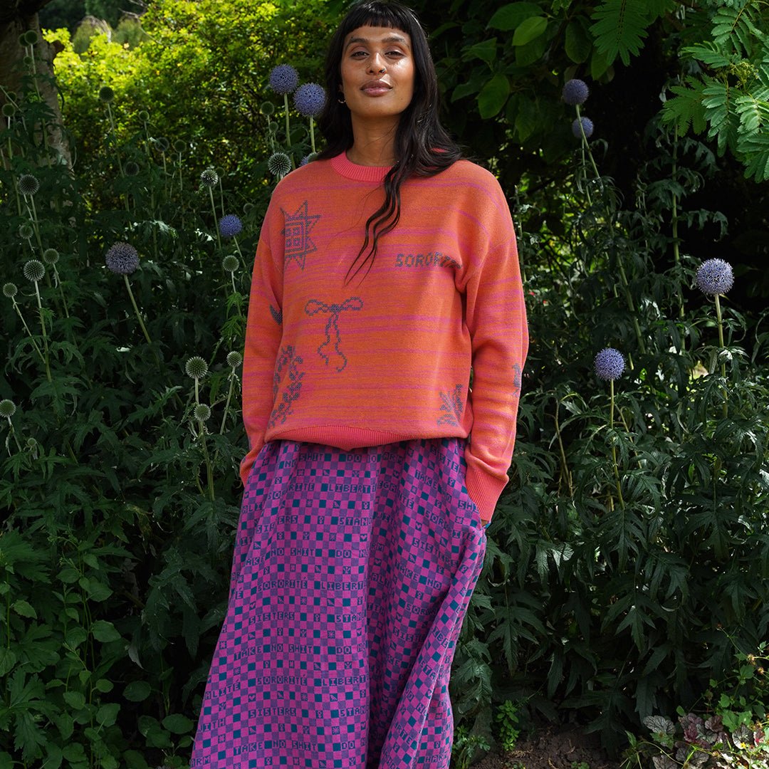 Cross Stitch Jumper in Fruit Salad &amp; Teal - Black &amp; BeechXS