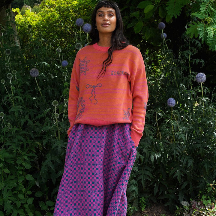 Cross Stitch Jumper in Fruit Salad &amp; Teal - Black &amp; BeechXS