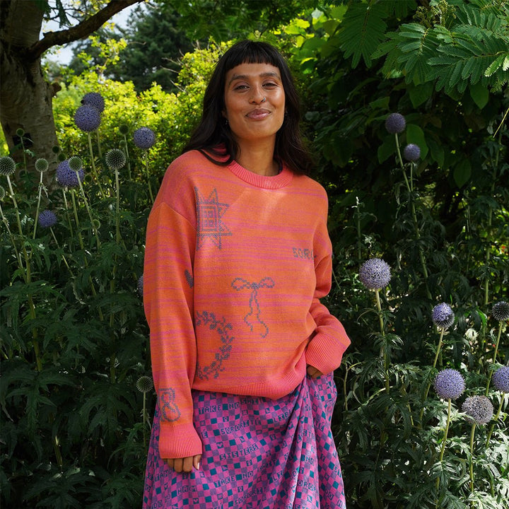 Cross Stitch Jumper in Fruit Salad &amp; Teal - Black &amp; BeechXS