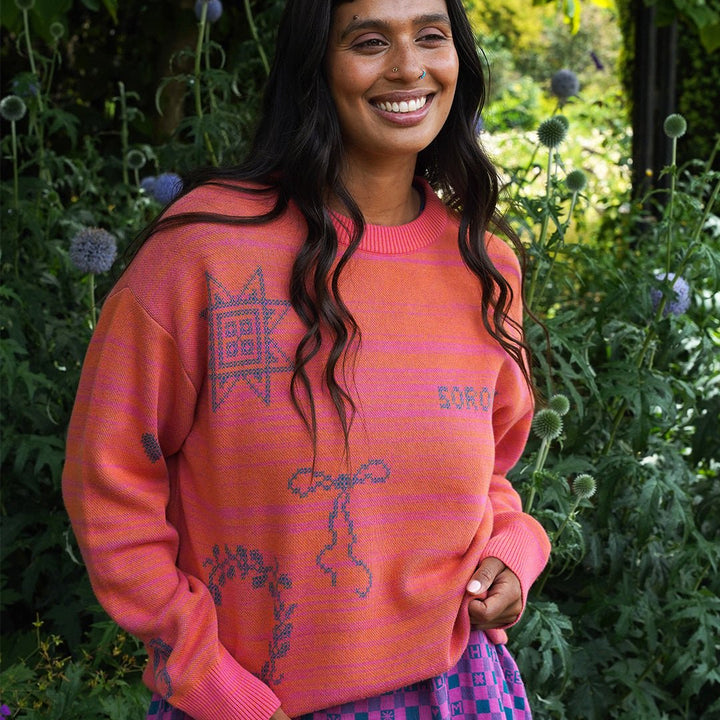 Cross Stitch Jumper in Fruit Salad &amp; Teal - Black &amp; BeechXS