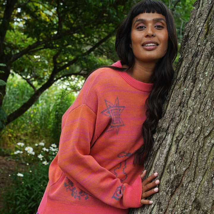 Cross Stitch Jumper in Fruit Salad &amp; Teal - Black &amp; BeechXS