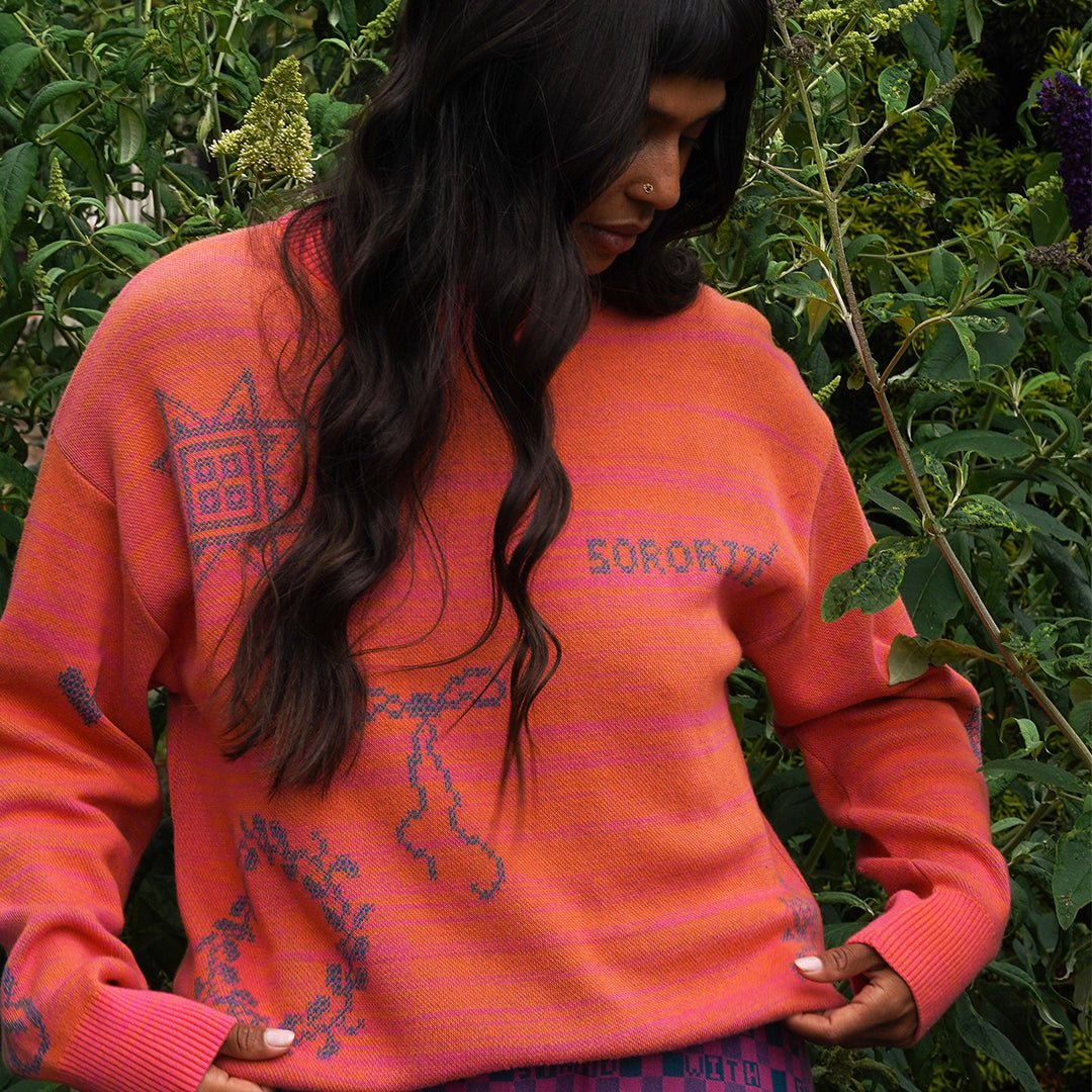 Cross Stitch Jumper in Fruit Salad &amp; Teal - Black &amp; BeechXS