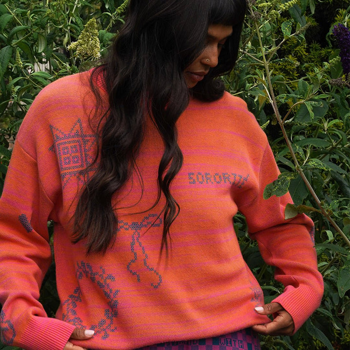 Cross Stitch Jumper in Fruit Salad &amp; Teal - Black &amp; BeechXS