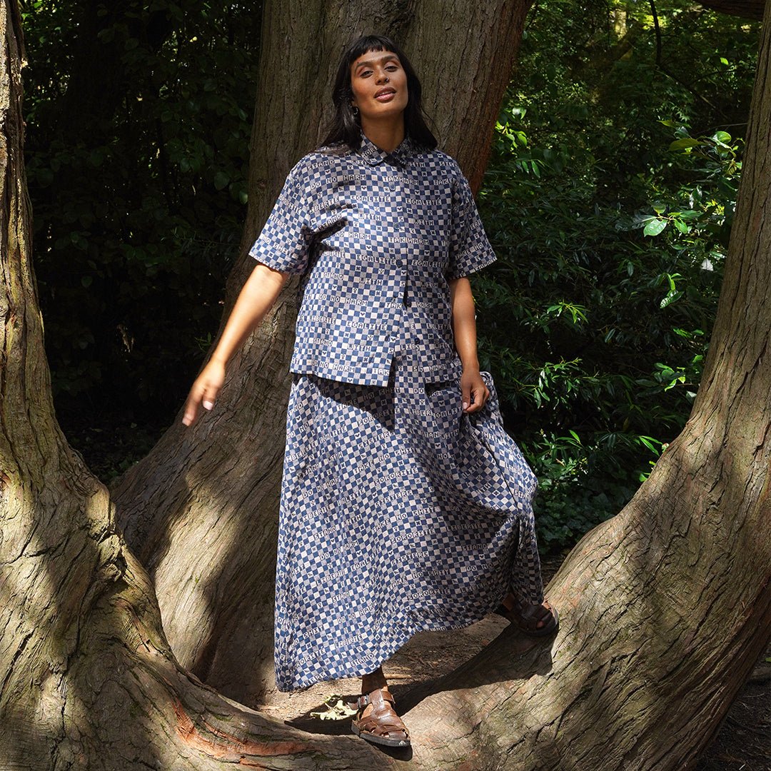 Easy-fit Organic Cotton Summer Dress in Midnight &amp; Putty - Black &amp; Beech1