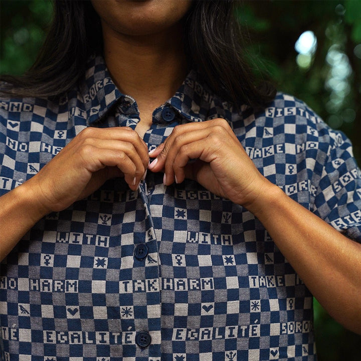 Easy-fit Organic Cotton Summer Shirt in Midnight &amp; Putty - Black &amp; Beech1