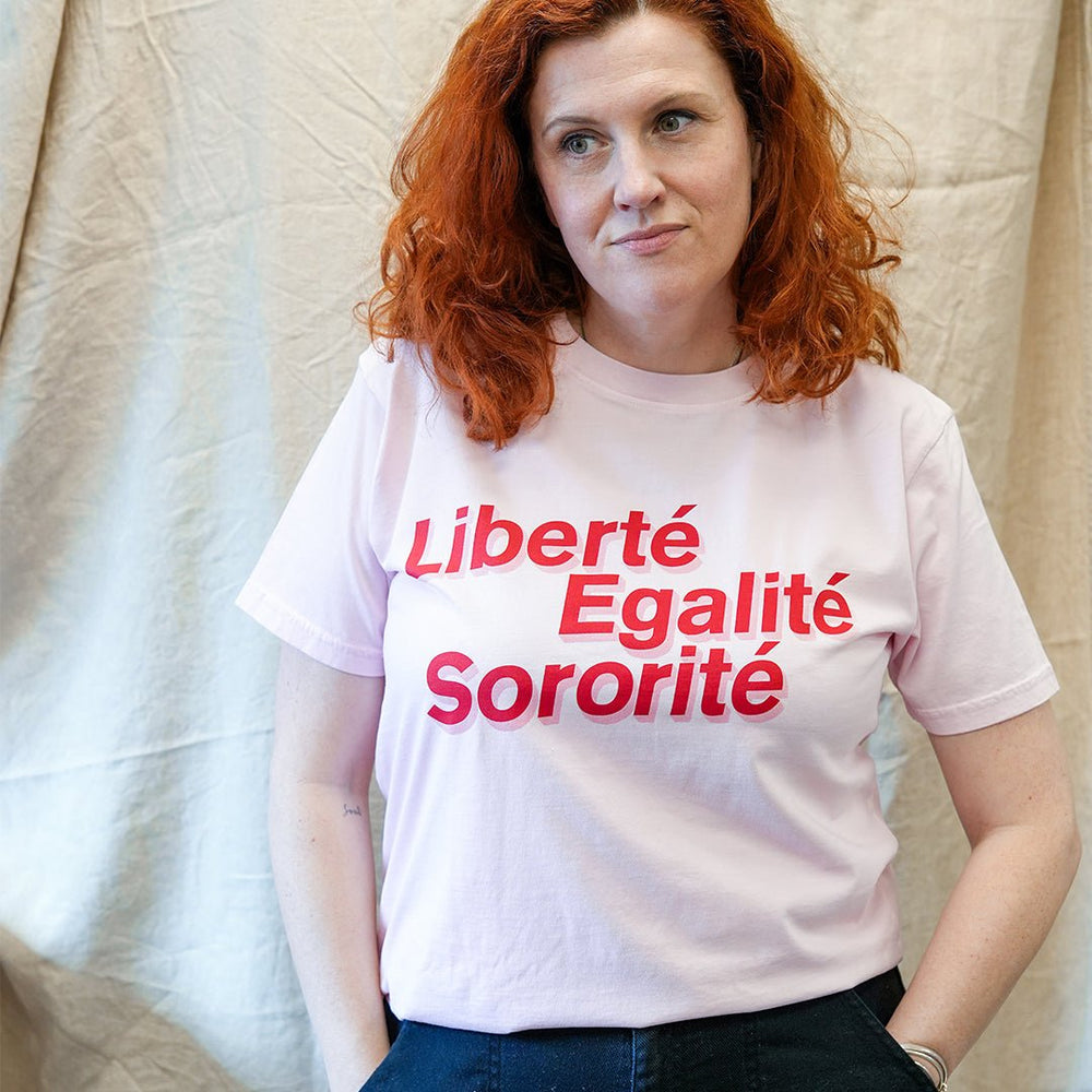 Liberté, Egalité, Sororité® T-Shirt in Stonewash Pink - Black & BeechXS