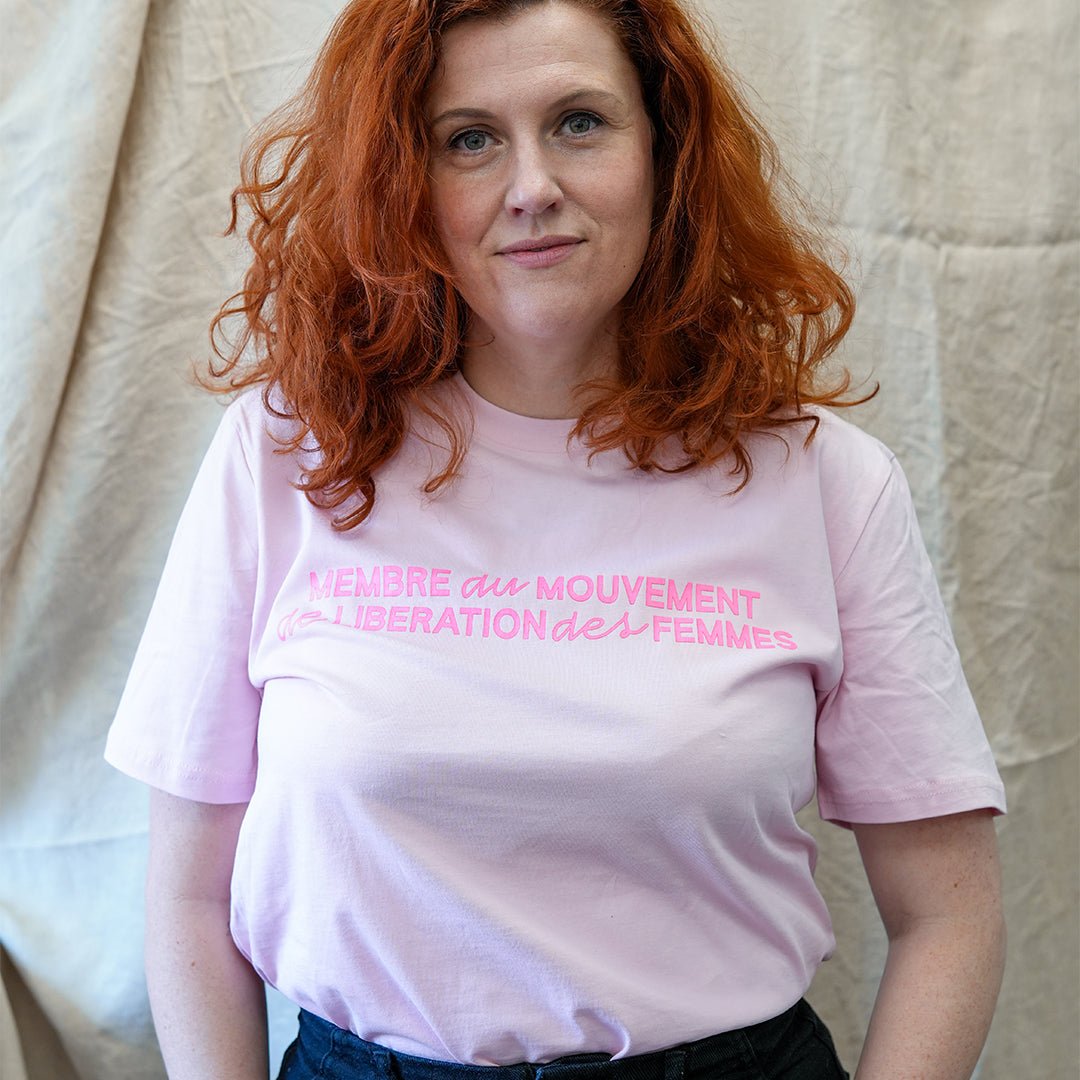 Membre du mouvement de libération des femmes T-Shirt in Cotton Pink - Black &amp; BeechXS