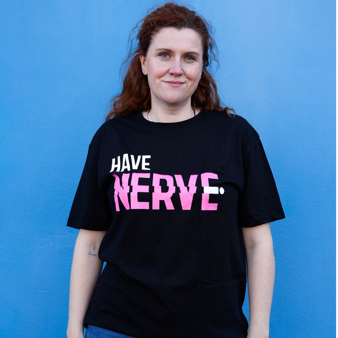 The Nerve T-shirt - Black & BeechS - Black Magenta Print