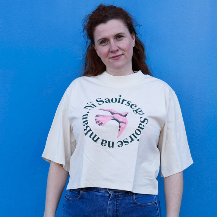 Ní Saoirse go Saoirse na mBan Raw Cotton T Shirt - Black & BeechXS