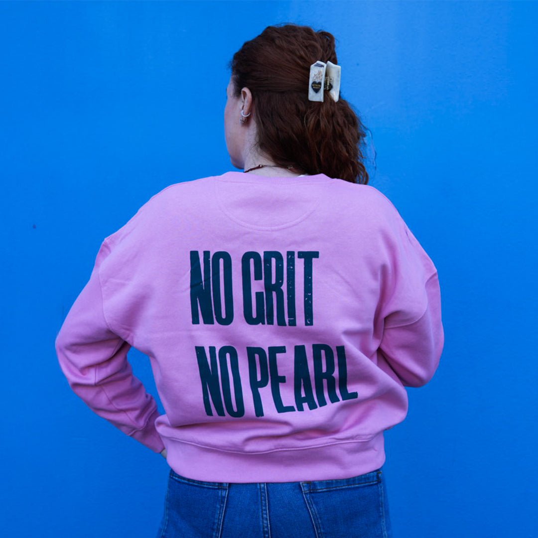 No Grit No Pearl Organic Cotton Sweatshirt in Bubble Pink - Black & BeechS