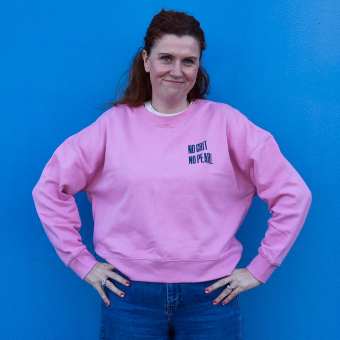 No Grit No Pearl Organic Cotton Sweatshirt in Bubble Pink - Black & BeechS