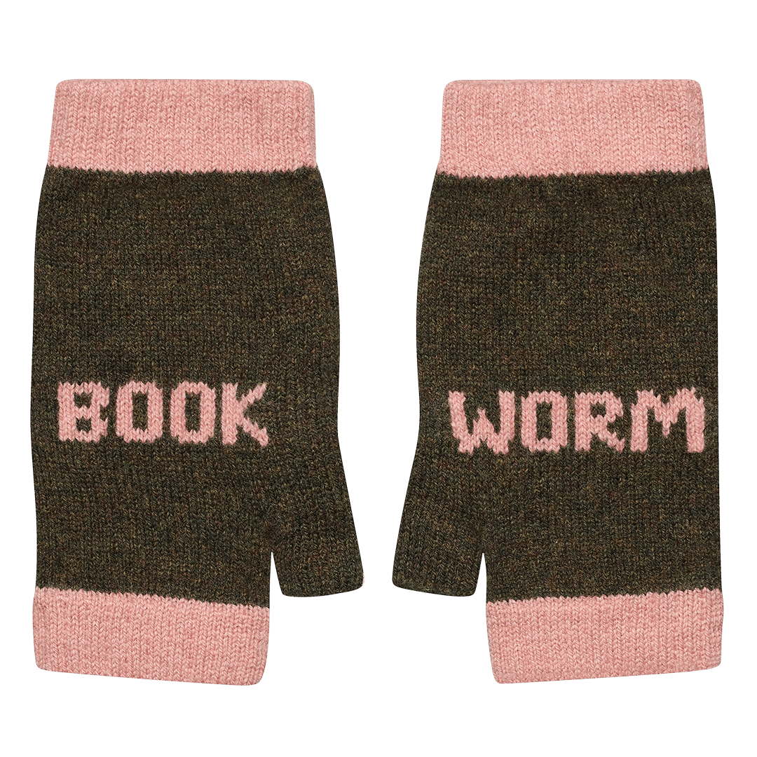 Book Worm Mittens in Kelp & Chaffinch - Black & Beech