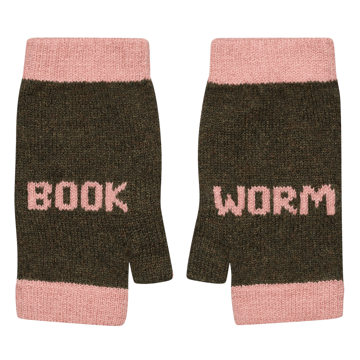 Book Worm Mittens in Kelp &amp; Chaffinch - Black &amp; Beech