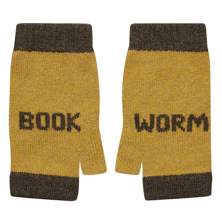 Book Worm Mittens in Gorse &amp; Kelp - Black &amp; Beech