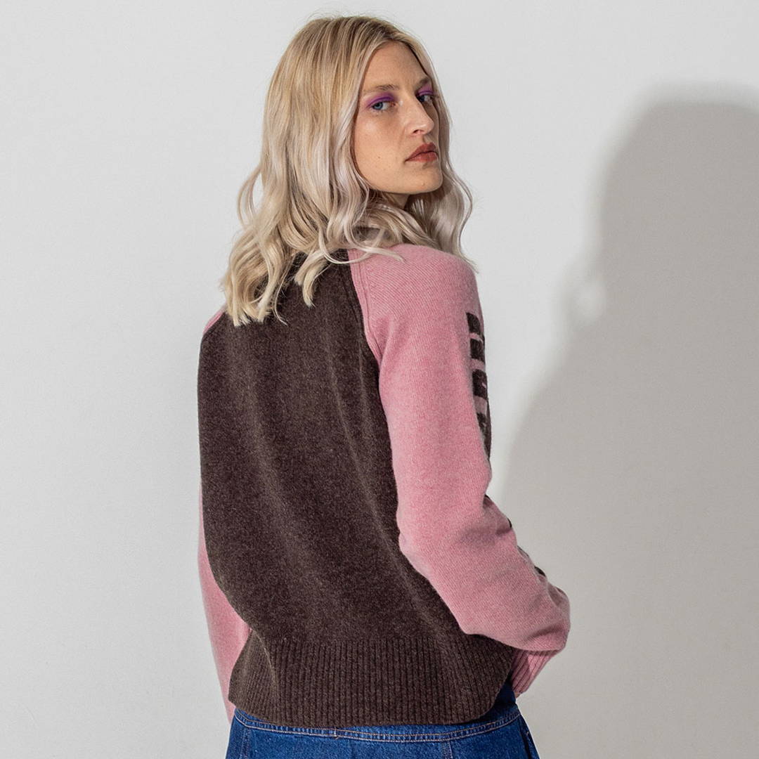 *PRE-ORDER* Do No Harm Take No Shit Lambswool Cardigan in Cocoa & Calamine
