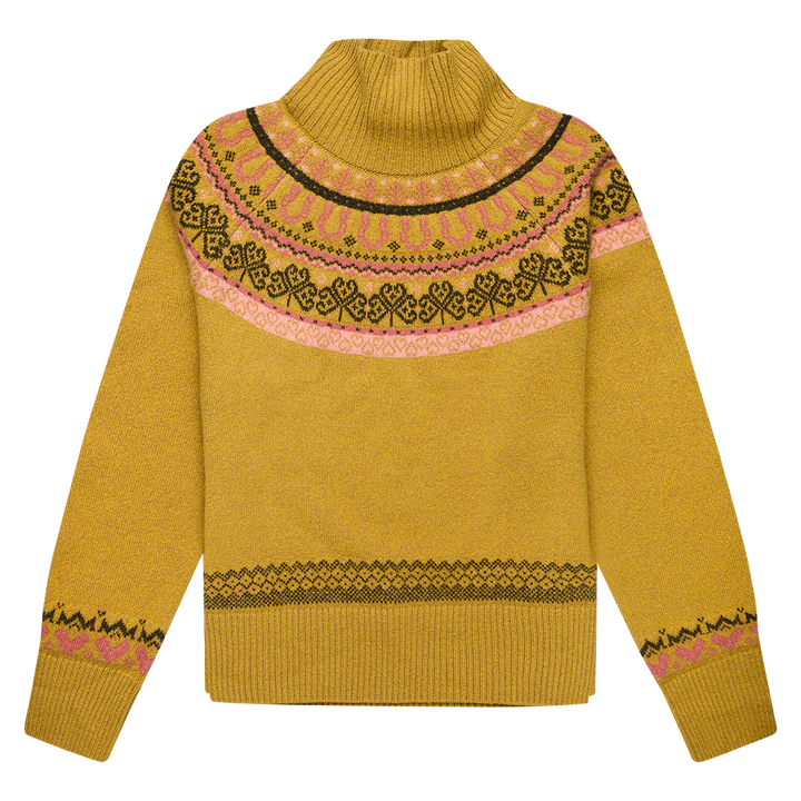 Fairisle Fiadh Funnel Neck Jumper in Gorse