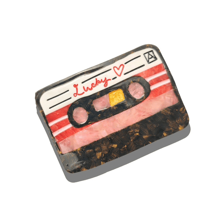 PREORDER - Hand - painted Lucky Cassette Claw Hair Clip - Black & Beech