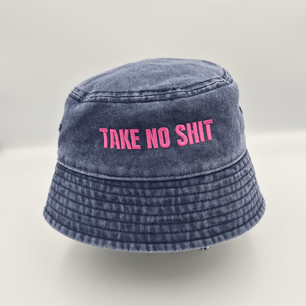 Do No Harm Take No Shit Bucket Hat - Black & BeechStonewash Blue